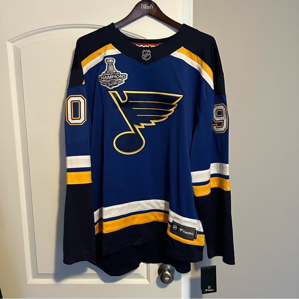 NWT Fanatics St. Louis Blues Blue Gold NHL Jersey Ryan O’Reilly #90